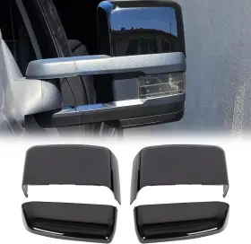 00308 Aclong Tow Mirror Cover Caps Glossy Fit For Chevy Silverado 2014-2019 Black
