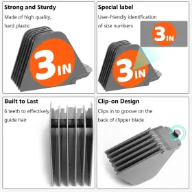 Afanso 791107924985 Mega Hair Clipper Guards Extra Long 3 Inch Guide Combs 8 Pcs #2