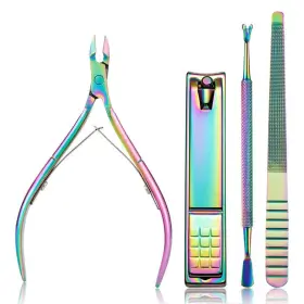 Lbm88 Aflict Cuticle Trimmer With Pusher - 4 Pack Stainless Steel Nail Clippers Se