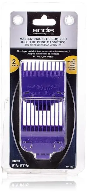 01420 Andis Master Magnetic Comb Set 2 Piece Hair Clipper #01420 Sizes 0.5 And 1.5