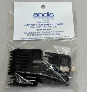 04640 Andis Attachment Combs 4pc 1/16 Inch 1/8 1/4 3/8 Outliner Ii D-2 Bmc #04640