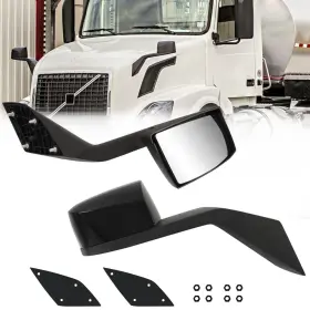 Mz-7219b Aostirmotor Black Hood Mirrors Fit For 2000-2015 Volvo Vnl Vn Vnm Pair Of Bla
