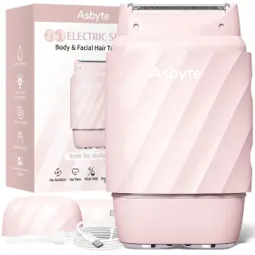 Asbyte 764046191756 4-in-1 Electric Razor For Women Bikini Trimmer And Facial Hair Pink