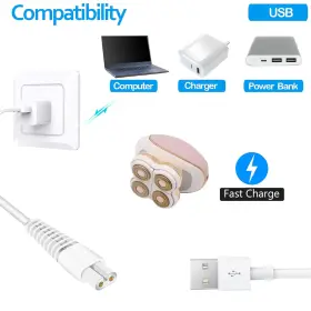 Atuoe 313040846850 Charging Cable Replacement For Flawless Legs Shaver 2 Pack Power Cord Electric #3