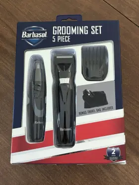 Barbasol 805106840587 5 Piece Grooming Set Electric Battery Powered Bonus Travel Bag Barbasol 805106840587 5 Piece Grooming Set Electric Battery Powered Bonus Travel Bag