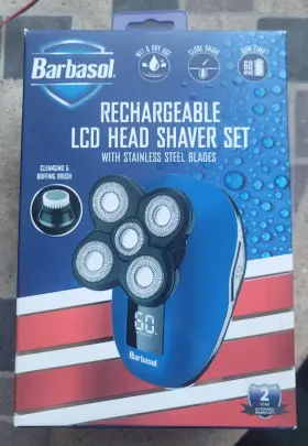 Cbt1-9000-blu Barbasol Rechargeable Lcd Head Shaver Set