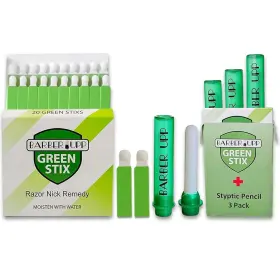 Barberupp 736952658777 Green Stix Styptic Pencil Set - 3 Pencils 20 Aluminum Sulfate Sticks To Bloc Barberupp 736952658777 Green Stix Styptic Pencil Set - 3 Pencils 20 Aluminum Sulfate Sticks To Bloc