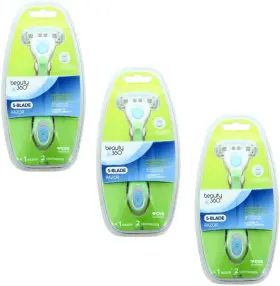 Beauty360 93025197 Lot Of 3 Womens 5-blade Razor Handle And 2 Cartridges