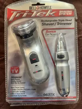 963tk Bell And Howell Tri-tek Rechargeable Triple Head Shaver/trimmer System For Men New 963tk Bell And Howell Tri-tek Rechargeable Triple Head Shaver/trimmer System For Men New