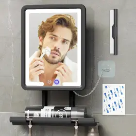 Txj-01 Bgick Lighted Anti-fog Shower Mirror For Shaving - 3 Color Modes Dimming Grey