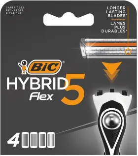 921179 Bic Hybrid 5 Flex Mens Shaver Refills With Moveable 4 Count Pack Of 1