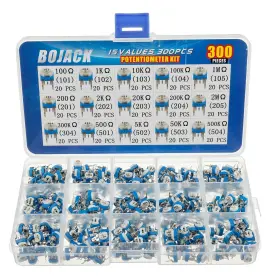 Bj-pot15 Bojack 15 Values 300 Pcs 100 Ohm- 2m Ohm Variable Resistor 6mm Potentiometer