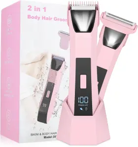 P351 Bomic 2-in-1 Bikini Trimmer For Women - Electric Razor And Pubic Hair Shaver With Led Li