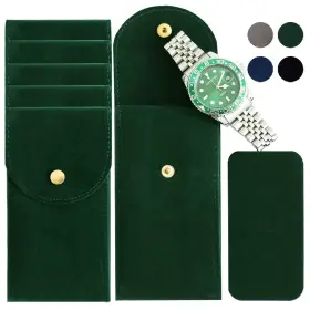 Bonaking 716032900972 6pcs Velvet Watch Pouch Green Portable Travel Case For Men And Women Soft Wat