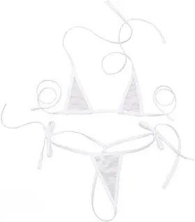 App-100622-b07nwjmt92 Brand Ztie Women S Sheer Extreme Swimsuit Bikini Halterneck Top And Tie One Size White