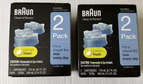 Braun 069055867990 Lot Of 2 Clean And Renew Cleaning Cartridges Ct Ea New Braun 069055867990 Lot Of 2 Clean And Renew Cleaning Cartridges Ct Ea New