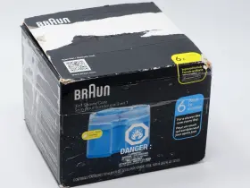 1011-1239 Braun 3in1 Shaver Care Cleaning Cartridges Blue Clear 6 Pack