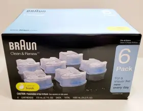 69055-88328 Braun Box Of 6 Clean And Renew Refill Cartridges Lemon Fresh New - Free Ship