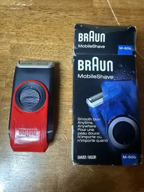 Braun 885184828332 M60 Mobile Shave Red Travel Pocket Shaver Free Shipping