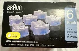 91071565 Braun Clean And Renew Cartridge 6 Pack Lemon Fresh Shaver Cleaning Cartridges