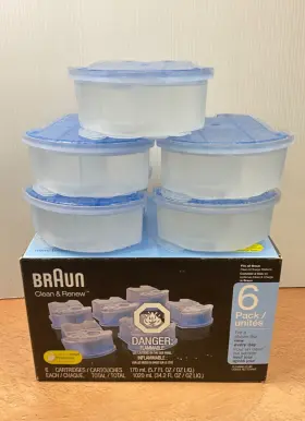 B000050fdy Braun Lot Of 5 Clean And Renew / Charge Refill Cartridges - New Open Box