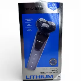Bk012-noc Brookstone Lithium 3 Head Rotary Shaver Mens Facial Razor Blue Usb Rechargeable