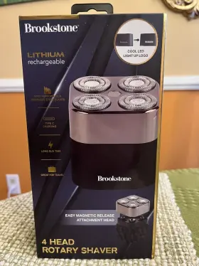 Bk320-noc Brookstone Lithium Rechargeable 4 Head Rotary Shaver Travel Wet/dry Usb Charge