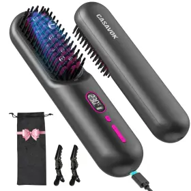 Ql001 Casavok Cordless Hair Straightener Brush For Travel Mini Comb With