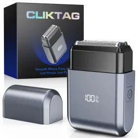 Cliktag 739642293197 Mini Electric Foil Shaver For Men - Portable Travel Razor