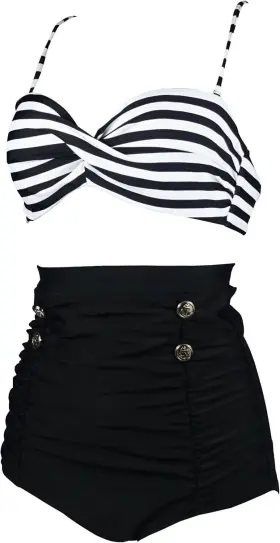 Csf280 Cocoship Retro Polka Dot Twisted Front High Xx-large Blackstripe Fast Ship #2 Csf280 Cocoship Retro Polka Dot Twisted Front High Xx-large Blackstripe Fast Ship #2