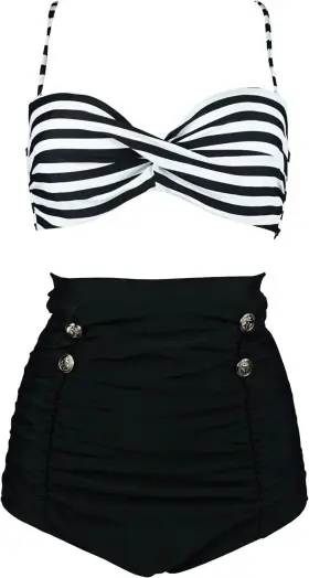 Csf280 Cocoship Retro Polka Dot Twisted Front High Xx-large Blackstripe Fast Ship Csf280 Cocoship Retro Polka Dot Twisted Front High Xx-large Blackstripe Fast Ship