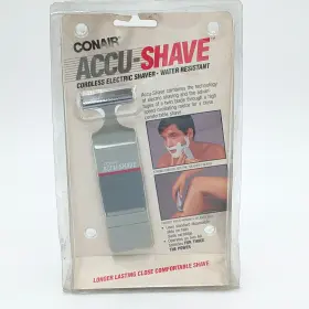 Conair 074108253422 Vintage Accu-shave 1988 Cordless Electric Shaver Water Resistant