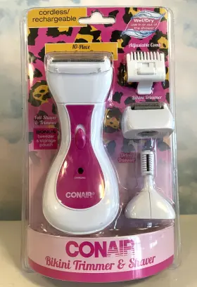 Ltgs4out Conair 074108339546 Bikini Trimmer Shaver Lady Wet/dry Cordless Rechargeable 10 Pc New Sealed