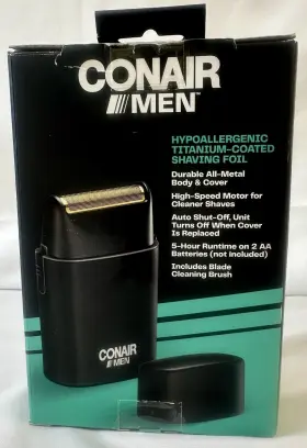 Conair 074108490650 Men Titanium-coated Metal Foil Shaver Hypoallergenic Battery Powered #2 Conair 074108490650 Men Titanium-coated Metal Foil Shaver Hypoallergenic Battery Powered #2