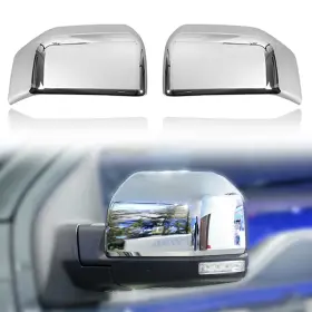 Amz-hsjwk-fute-f150-diandu-l Czshiyue Car Silver Chrome Rearview Mirror Cover Cap Left Driver Side