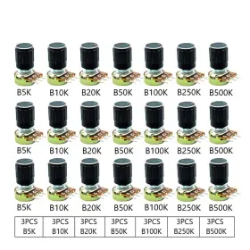 B250k Dafurui 796288436258 21pcs 7 Values X 3pcs B5k B10k B20k B50k B100k B500k Rotary Potentiome
