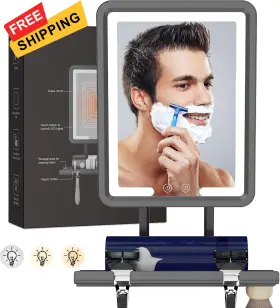 Delanges 792419045207 Led Fogless Shower Mirror For Shaving - Heated 13.1 Inch L X 7.1 W Gunmetal Gray Delanges 792419045207 Led Fogless Shower Mirror For Shaving - Heated 13.1 Inch L X 7.1 W Gunmetal Gray