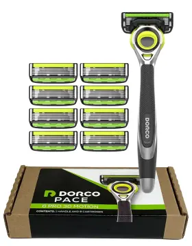 6pro3d-9 Dorco Pace 6 Pro 3d Motion Razor System - 1 Handle 9 Cartridges