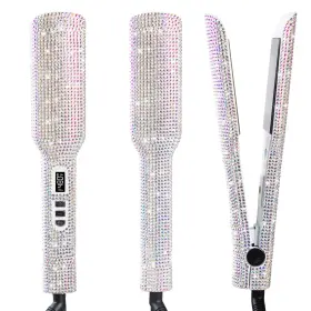 Lq-167-a Dorisilk Crystal Diamond Titanium Hair Straightener 2 Inch Rhinestone Flat I