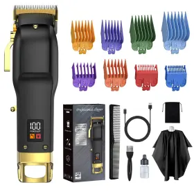 Elehomyou Tf-818x Hair Clippers For Men Cordless 15-piece Grooming Set Black