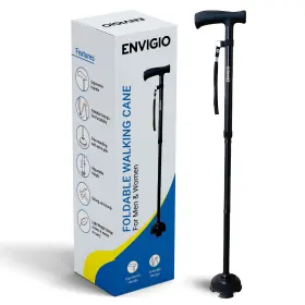 Envigio 053517247369 Foldable Walking Cane For Men And Women Free Standing Pivot Tip Heavy