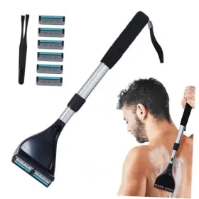 Uses007-silver-001 Etbyto Back Shaver For Men - Retractable Long Handle Hair And Body