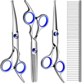 Fgo24020502 Faigeo Professional Dog Grooming Scissors Kit Titanium Coated 5 In 1 Blue