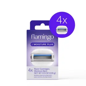 Flamingo 092733189909 Moisture Plus Womens Razor Blade Refills 4 Count With Aloe Coconut