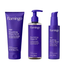 9150171101 Flamingo 3-step Shave Set For Women - Smoothing Prep Scrub Nourishing Oil