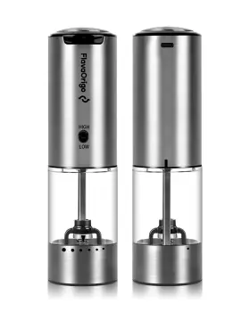 Fo-epg-slv-pk2 Flavaorigo Usb-c Rechargeable Electric Salt And Pepper Grinder Set - External Adjustable C