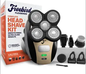 Freebird 850037626564 Flexseries Waterproof Wet Dry Electric Head And Body Shave Kit With