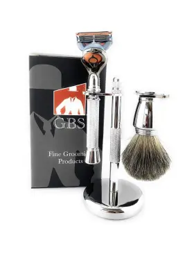 7819 G.b.s Chrome Shaving Set For Men 5 Blade Razor- Flex Ball Handle Razor