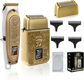 Gec 313105212248 Cordless Electric Razor Beard Hair Body Trimmer Titanium Foil Shaver Travel Kit