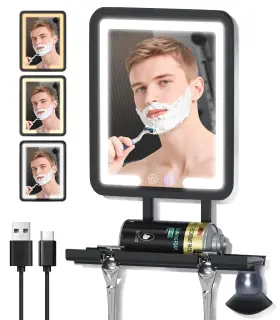 Su-018 Gefaxi Shower Mirror Fogless For Shaving 7x9in Heated Anti Fog 8.3 Inch L X 2.8 W Black